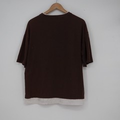 Wangzhichao Brown Layered Look Oversized Short Sleeve T-Shirt Mens XL