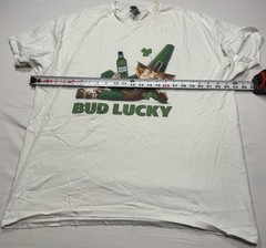 Bud Light White T-Shirt Top Size XL Bud Lucky With Leprechaun Heavy Cotton