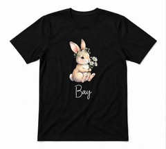Cute Easter Bunny Rabbit Spring Floral Bunny Nature Lover Black T-shirt
