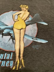 Vintage 80s 1989 3D Emblem Just Brass Pinup Bomber Sentimental Journey T Shirt L