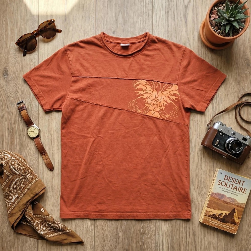 International Male Men Large Spice Orange Cotton Graphic Tee Y2K Retro Essential