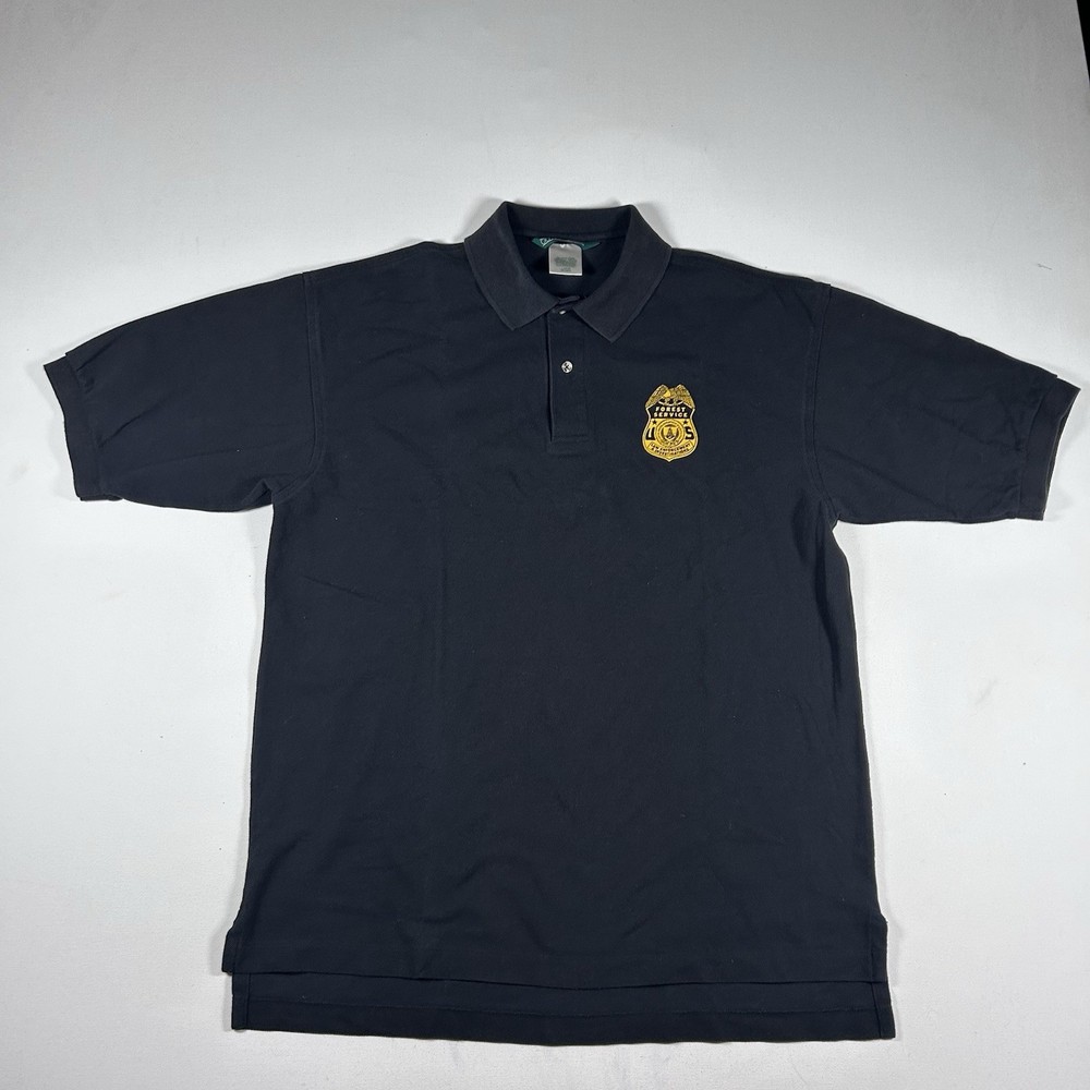 Vintage US Forest Service Police Polo Shirt Official Badge Detective USA Mens L