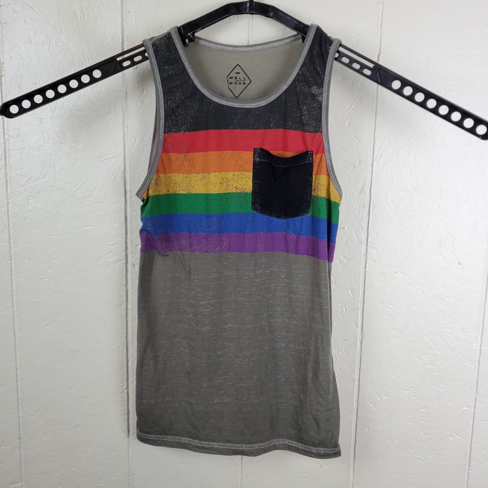 Well Worn Tank Top Mens Extra Small Gray Round Neck Sleeveless Pocket Stretch