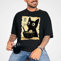 Cat Ramen T-Shirt Funny Japanese Kawaii Anime Cat Graphic Tee