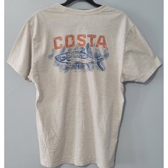 Costa Del Mar Mens Tarpon Fish Graphic T-Shirt Medium Beige Heather Short Sleeve
