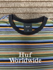 Huff Men’s Shirt Med Blue Contrasting Trim Casual Short Sleeve Embroidered Logo