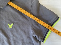 American Eagle Polo Shirt Men’s Small Gray Lime Green Accent Athletic Fit Casual