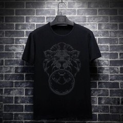 Fashion Trend Graphic Loose Print Summer Short Sleeve Luxury Men Black T-Shirt
