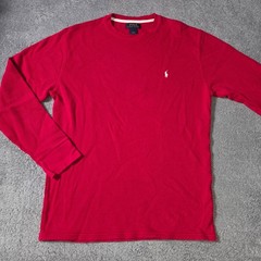 Polo Ralph Lauren Mens Large Thermal Shirt Red Waffle Knit Long Sleeve Pony Logo