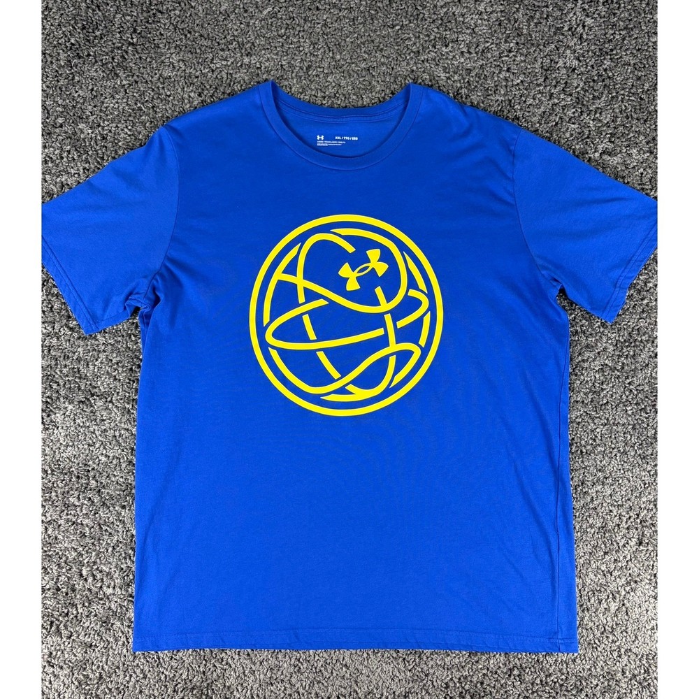 Under Armour Mens XXL Blue Basketball Graphic Loose Fit Short Sleeve T-Shirt