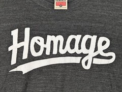 HOMAGE Script Logo T-Shirt Mens Medium Heather Charcoal Gray Tri-Blend USA Made