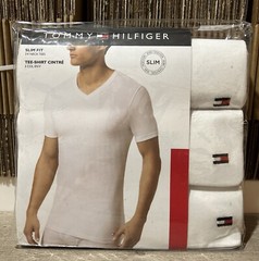Tommy Hilfiger Slim Fit 3 Pack V-Neck Tees T-Shirt’s White Sz S 34-36 New B12