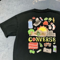 Converse Oversized Fit T Shirt Mens M Black Graffiti Cartoon Short Sleeve Summer