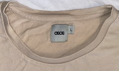 ASOS Men’s Beige Solid Crew Neck Short Sleeve T-Shirt w/ Zipper Accent L