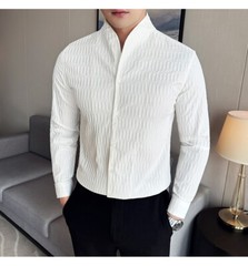 Retro Shirt Men’s Long-sleeved Spring Fashion Slim Business Casual T-shirts Tops