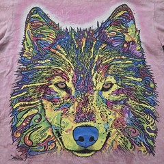 The Mountain Shirt Mens Small Pink Wolf Graphic Dean Russo Tie Dye Tee