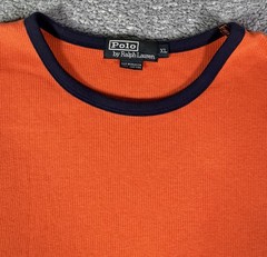 Vintage Polo Ralph Lauren Orange T Shirt Ringer Tee Ribbed Mens XL Y2K 90s