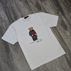 Polo Ralph Lauren Classic Fit Polo Bear Denim Crewneck Jersey T-Shirt White