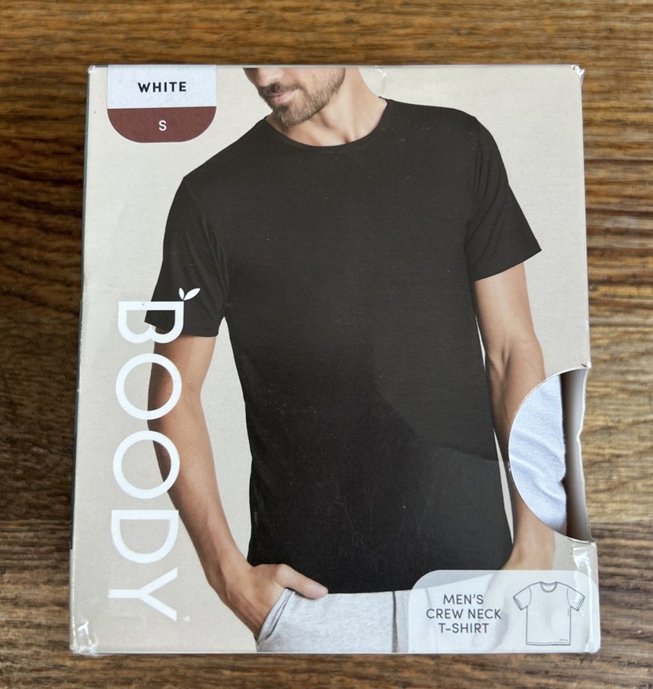 BOODY MENS CREW NECK T-SHIRT Size SM White NEW Ship From USA