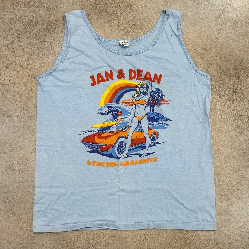 Vintage 80s Jan & Dean Bel Air Bandits Tank Top Shirt L Signed Surf Rock Tour