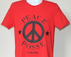 NWT MEN AUTHENTIC LOVE MOSCHINO PEACE GRAPHIC T-SHIRT RED Size US S; US M