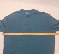 MERONA Mens Shirt Sz XL Henley Thermal Waffle Knit BLUE Faded Grunge Y2K