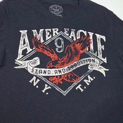 American Eagle Mens Navy Graphic Tee L Athletic Fit Americana Biker Patriotic