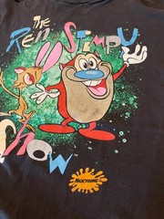 Vintage 1991 Ren & Stimpy Show T Shirt MTV Nicktoons Single Stitch Men XL Black