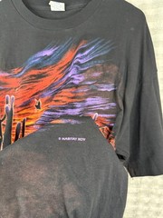 VTG Cal Cru T-Shirt Mens XL Black Desert Sunset Wolf Cactus Graphic Habitat XCIV