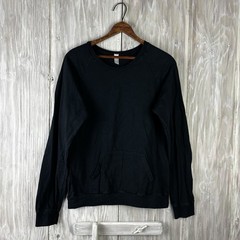 American Apparel Youth XL Long Sleeve T-Shirt Black Combed Cotton Tee USA Crew