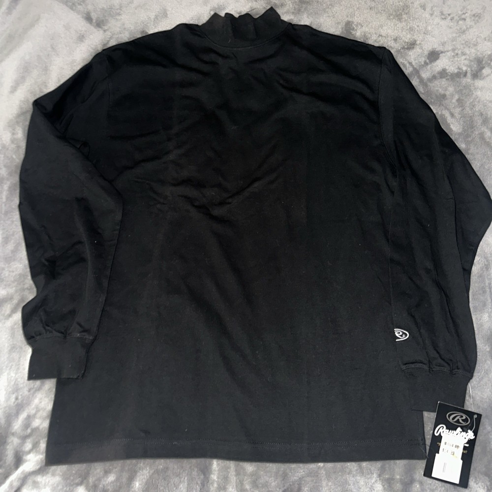 NWT Rawlings Mens Long Sleeve Shirt Black Sz Large New Baseball Softball Cotton