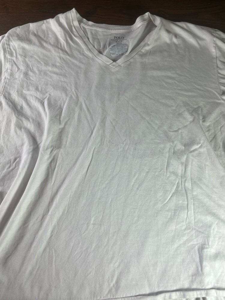 Polo Ralph Lauren Shirt Mens 2XL Short Sleeve V Neck Casual Outdoors White