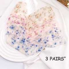 Floral Lace See Through Socks Tulle Loose Sheer Mesh Cool Ankle 3 Pairs