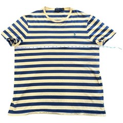 Polo Ralph Lauren XL Custom Slim Fit Navy Yellow Striped 100% Cotton Pony Tshirt