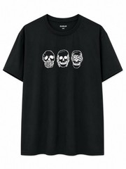 SHEIN Men’s 2XXL Black Skull Graphic Print Crew Neck Short Sleeve T-Shirt
