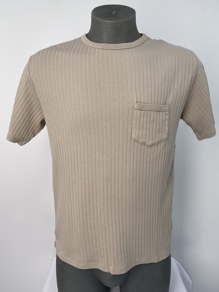 Knickerbocker Mens T-Shirt Dune Brown Size M Rib Pocket Short Sleeve Jersey