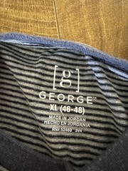 George Men’s XL Striped Crew Neck Pocket T-Shirt Gray Short Sleeve