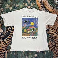 Vtg 90s Protect Our Ocean Faded Shirt Single Stitch USA Nature Art Graphic Large