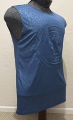 MARVEL CAPTAIN AMERICA Mens Lite Blue Sleeveless Crew Neck Embossed SMALL Shirt
