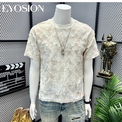 Men Distressed Ripped Star T-Shirt Tie Dye Short Sleeve Streetwear Hip Hop Tee