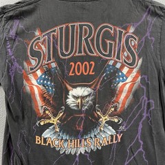 Vintage Sturgis Shirt Mens Large Black Purple Lightning Wolf Biker Rally AOP