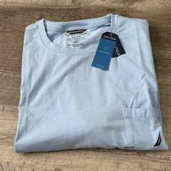 Nautica Pocket T-Shirt Mens Sz 5XLT Big Tall Noon Blue Short Sleeve Stretch NEW