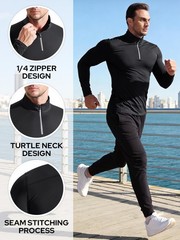 Men’s Compression Shirts 1/4 Zip Pullover Long Sleeved Running Shirts 3 Pack,…