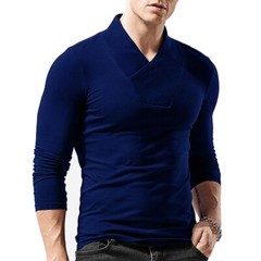 Zonbailon men’s t-shirt V Neck slim fit breathable solid color long sleeve