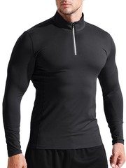 Men’s Compression Shirts 1/4 Zip Pullover Long Sleeved Running Shirts 3 Pack,…