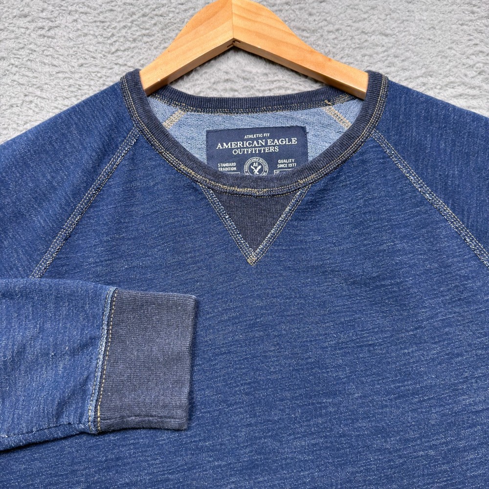 American Eagle Thermal Shirt Mens XL Blue Raglan Sleeve Long Sleeve Preppy