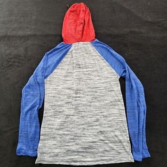 Brooklyn Cloth Gray Red Blue Long Sleeve Hooded T-Shirt Men’s S