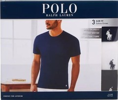 3 POLO RALPH LAUREN S M L XL SLIM FIT COTTON BLACK WHITE BLUE CREW NECK T SHIRTS