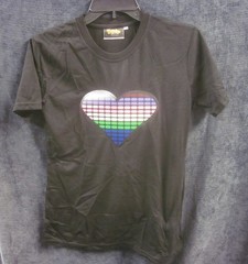 Heart LED Panel Light Up T Shirt Sound Activated Disco Fun DJ Party Rave Size S