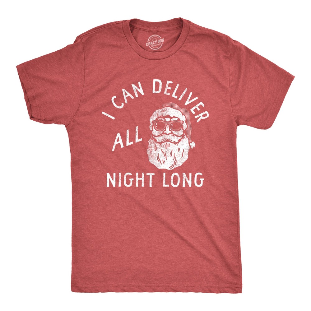 Mens I Can Deliver All Night Long T Shirt Funny Christmas Party Santa Sex Joke